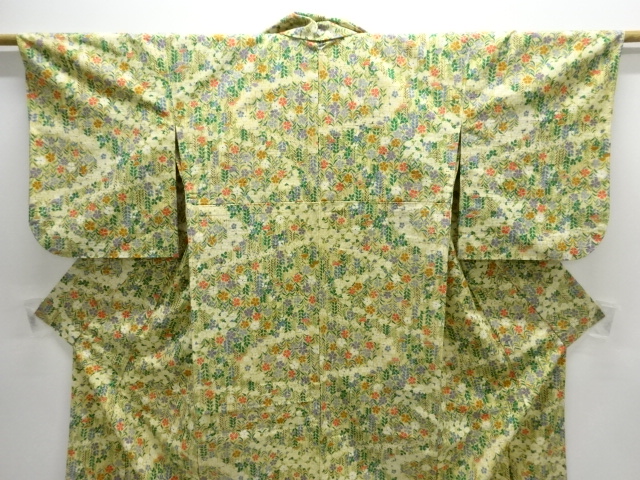  秋草模様単衣着物